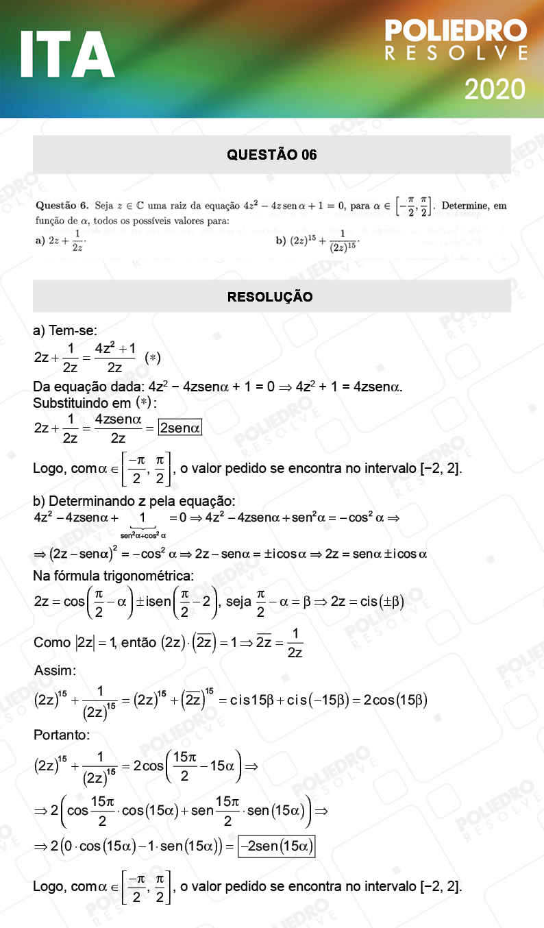 Dissertação 6 - 2ª Fase - 1º Dia - Mat / Quí - ITA 2020