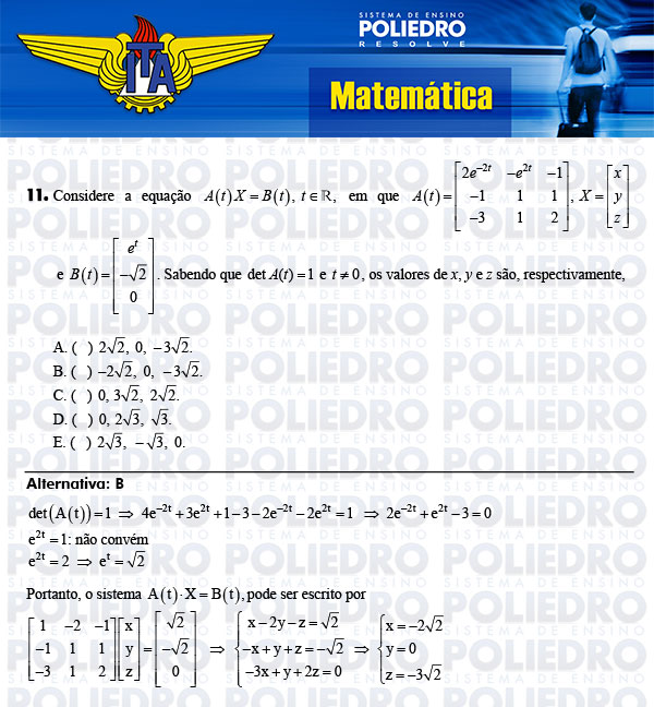 Questão 11 - Matemática - ITA 2014