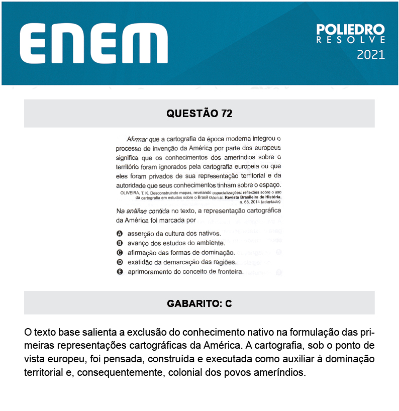 Questão 72 - 1º DIA - Prova Amarela - ENEM 2020