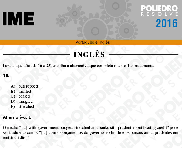 Questão 16 - Português e Inglês - IME 2016