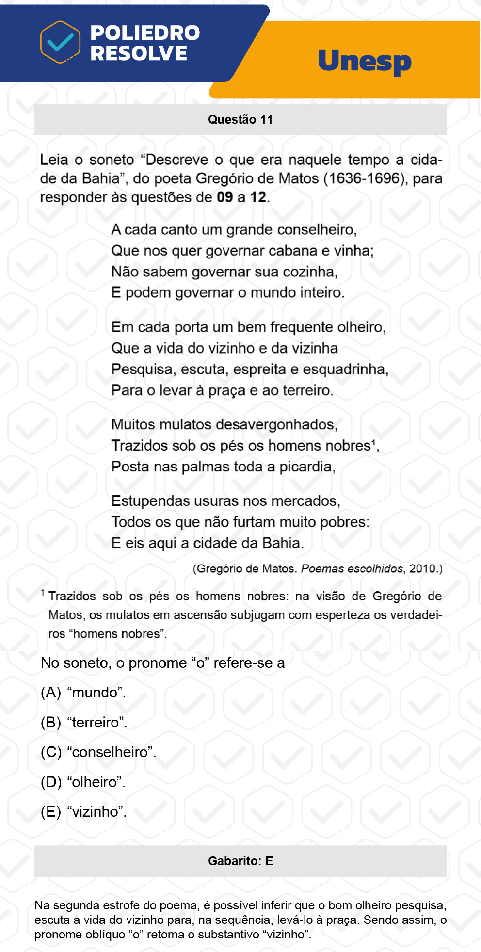 Questão 11 - 1ª Fase - UNESP 2023