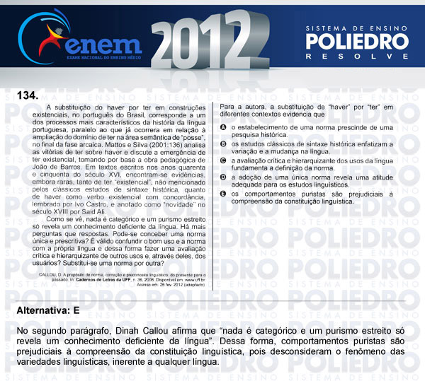 Questão 134 - Domingo (Prova rosa) - ENEM 2012