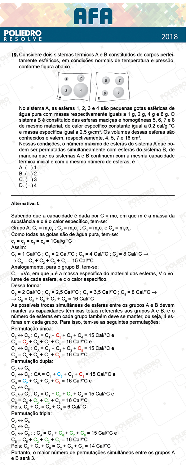 Questão 19 - Prova Modelo B - AFA 2019