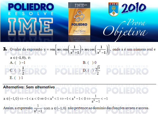 Questão 3 - Objetiva - IME 2010