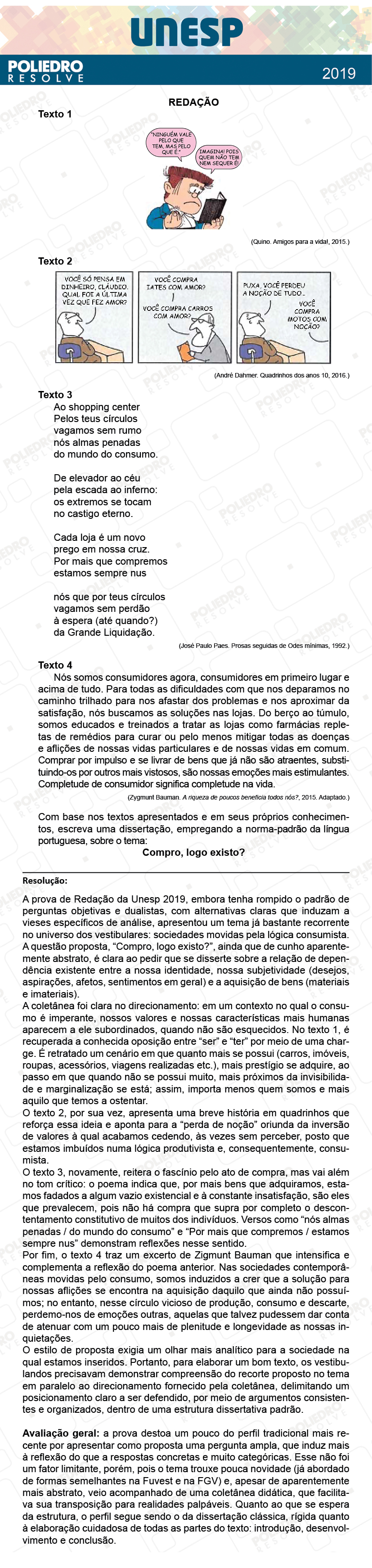 Redação - 2ª Fase - 2º Dia - UNESP 2019