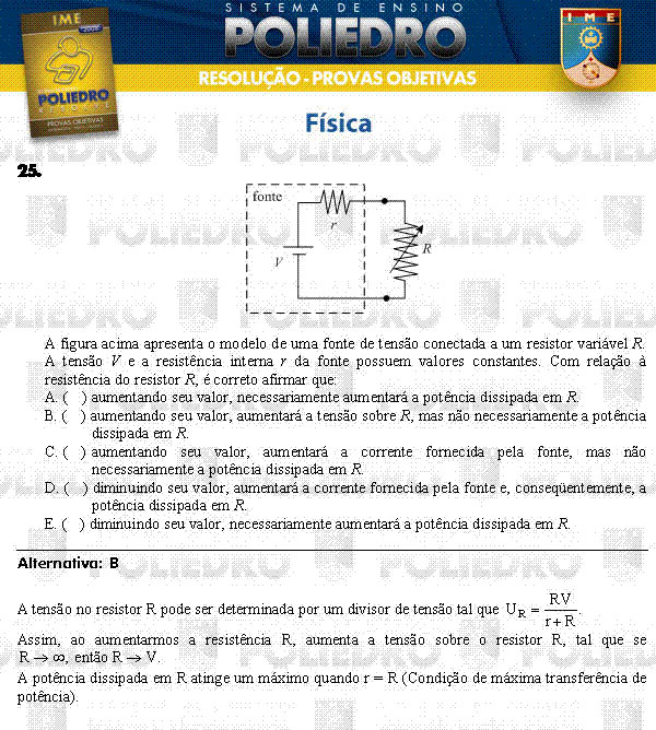 Questão 25 - Objetivas - IME 2008