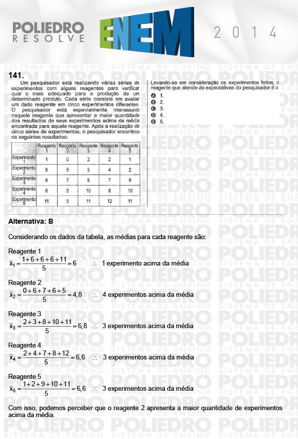 Questão 141 - Domingo (Prova Cinza) - ENEM 2014