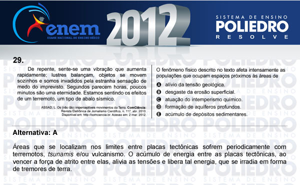 Questão 29 - Sábado (Prova azul) - ENEM 2012