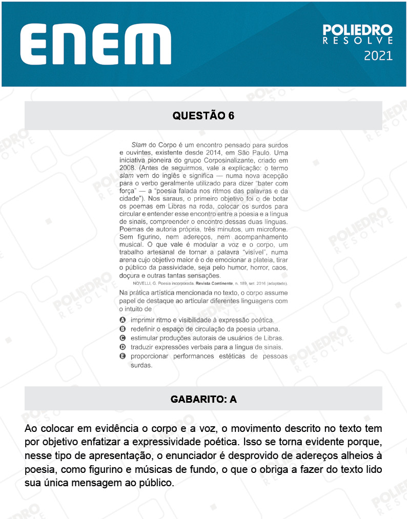 Questão 6 - 1º DIA - Prova Branca - ENEM 2020