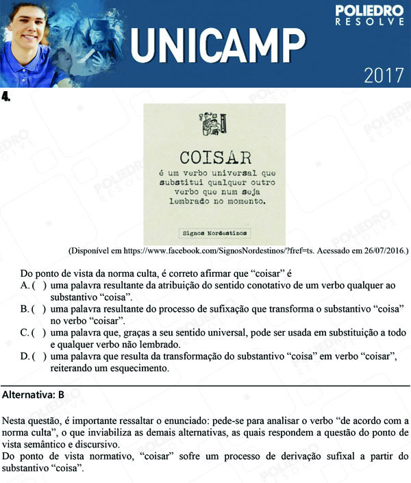 Questão 4 - 1ª Fase - UNICAMP 2017