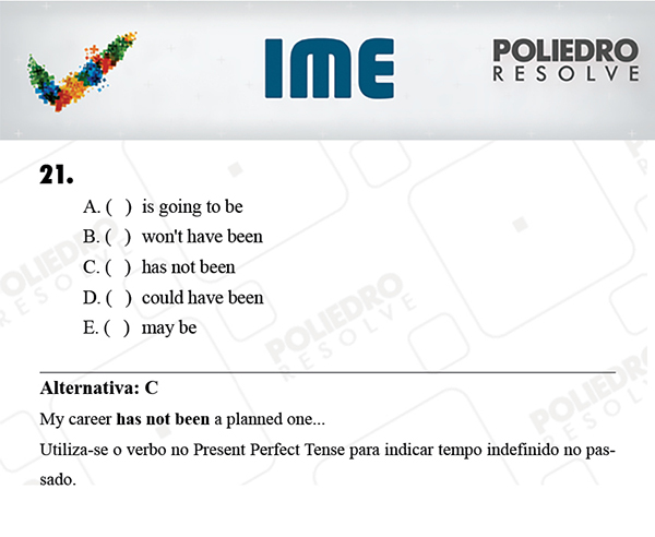 Questão 21 - Português / Inglês - IME 2018