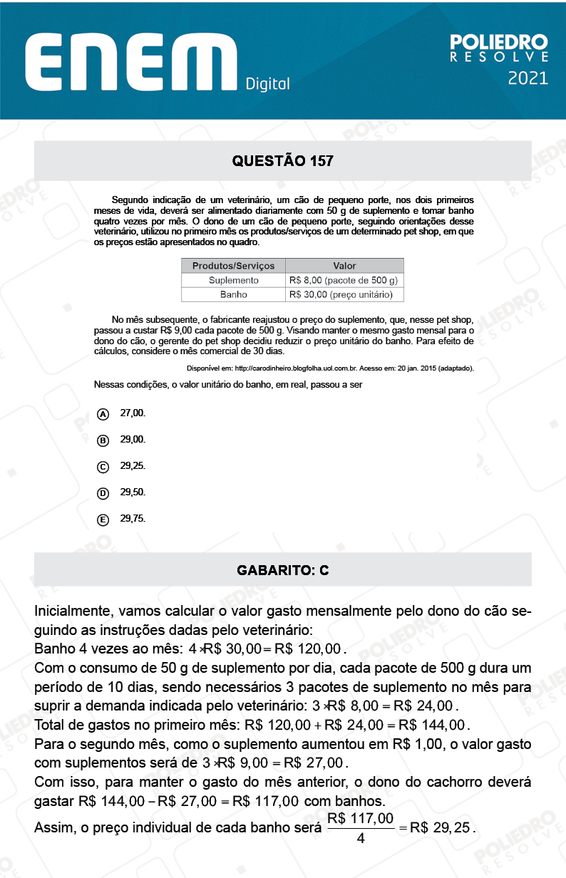 Questão 157 - 2º Dia - Prova Rosa - ENEM DIGITAL 2020