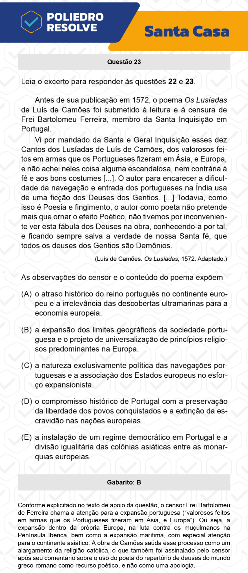 Questão 23 - 1º Dia - SANTA CASA 2023