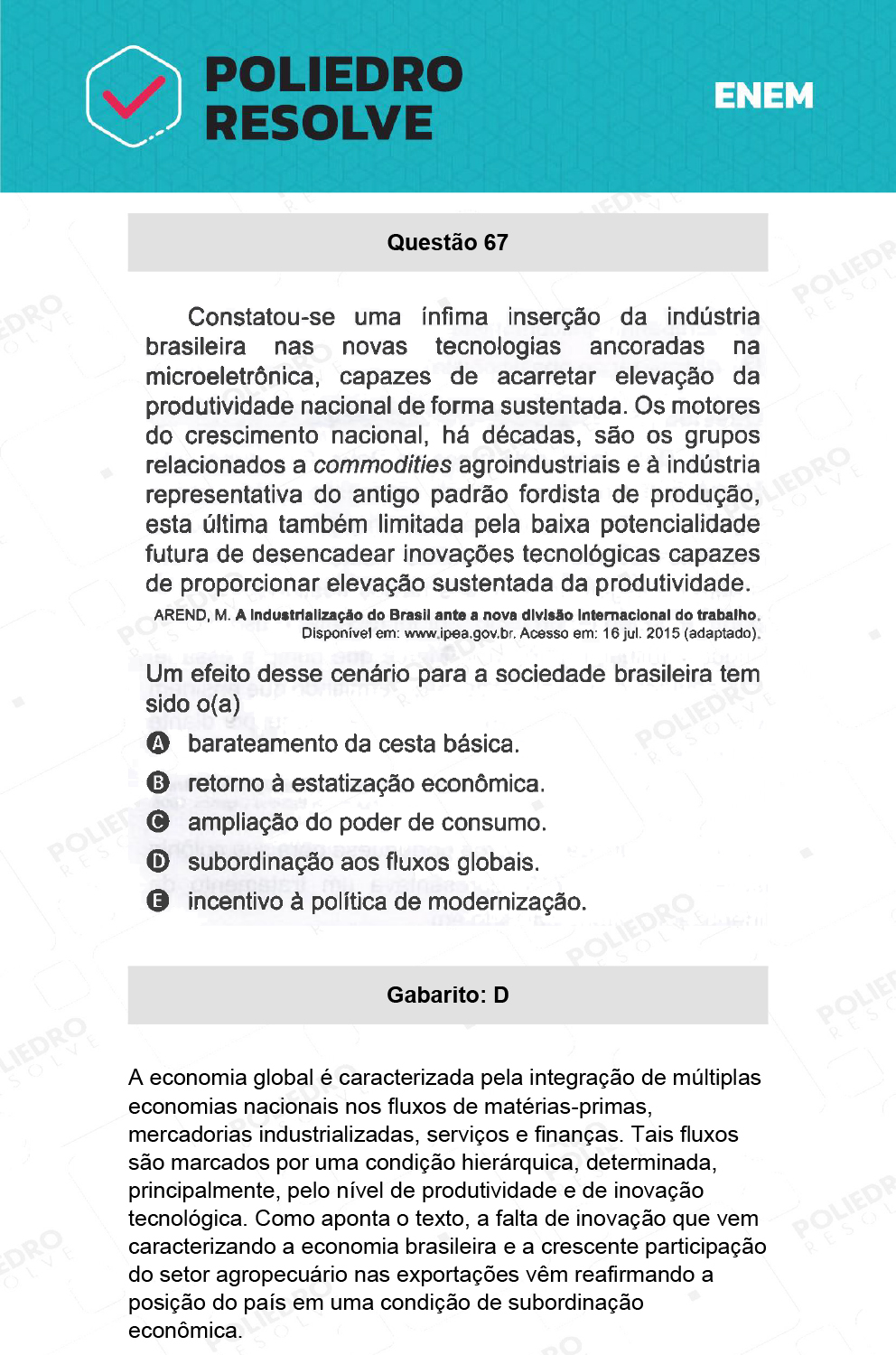 Questão 67 - 1º Dia - Prova Amarela - ENEM 2021