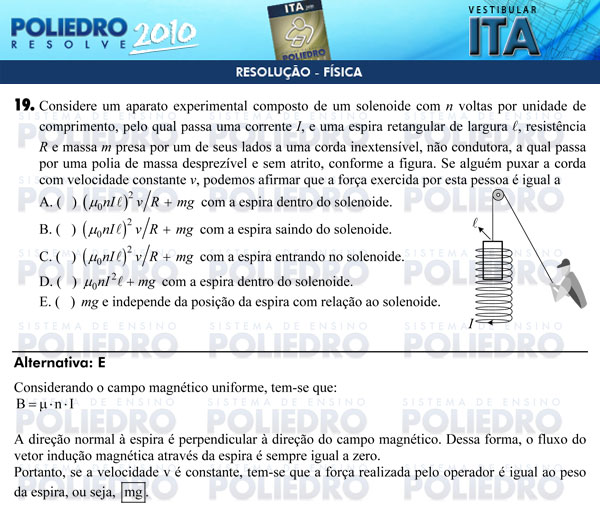 Questão 19 - Física - ITA 2010