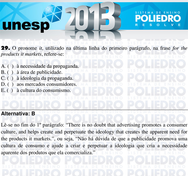 Questão 29 - 1ª Fase - UNESP 2013