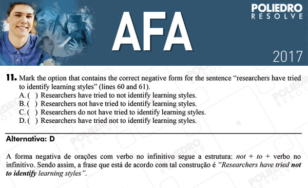 Questão 11 - Prova Modelo B - AFA 2017