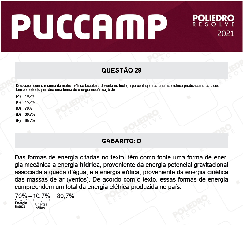 Questão 29 - Demais Cursos - PUC-Campinas 2021