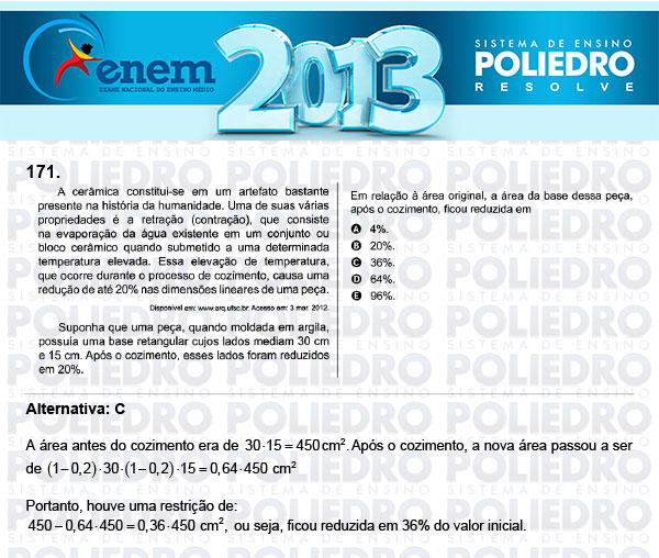 Questão 171 - Domingo (Prova Cinza) - ENEM 2013