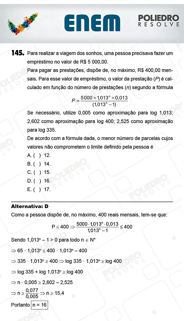 Questão 145 - 2º Dia (PROVA AMARELA) - ENEM 2017