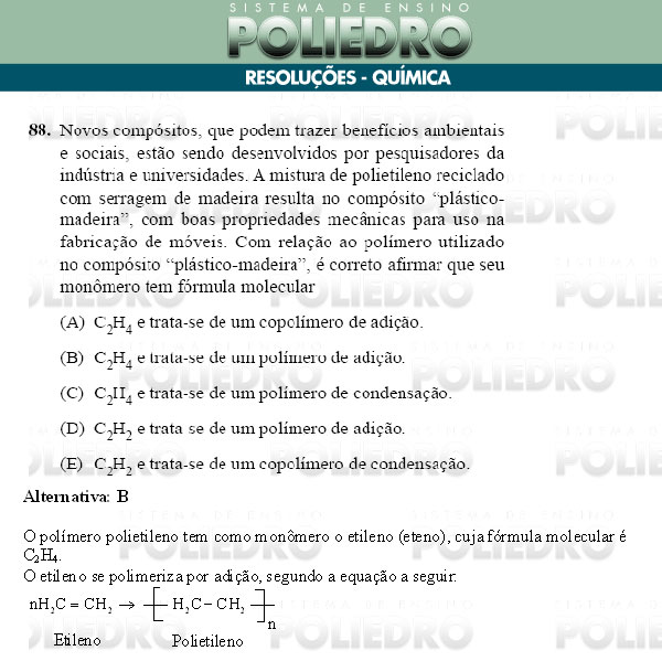 Questão 88 - Conhecimentos Gerais - UNIFESP 2009