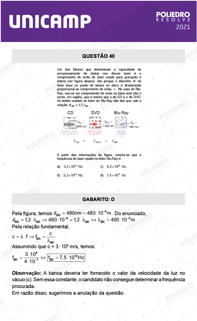 Questão 40 - 1ª Fase - 1º Dia - E e G - UNICAMP 2021