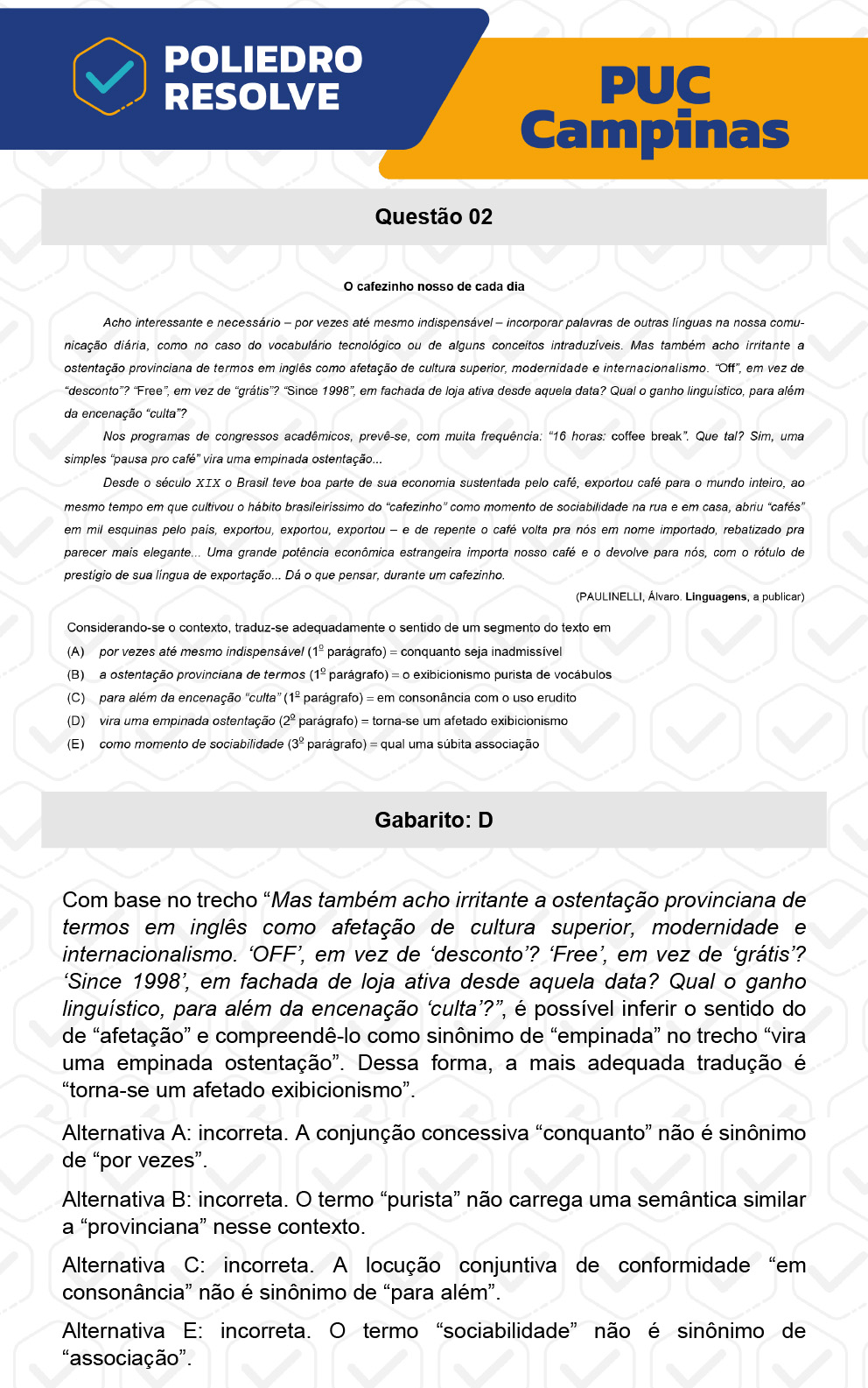 Questão 2 - Prova Geral e Medicina - PUC-Campinas 2023