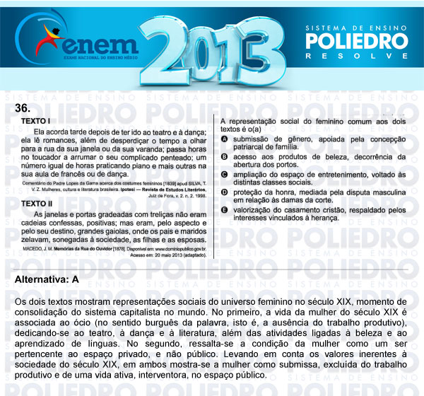 Questão 36 - Sábado (Prova Amarela) - ENEM 2013