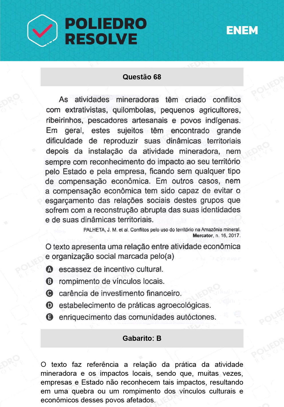 Questão 68 - 1º Dia - Prova Amarela - ENEM 2021