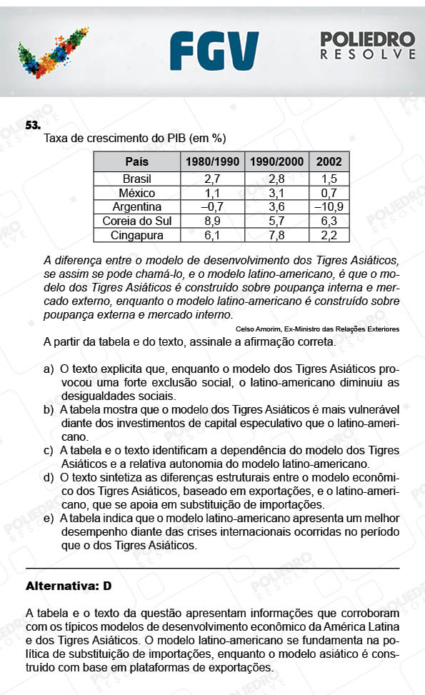 Questão 53 - Objetivas - 2017.2 - Prova Tipo A Verde - FGV 2017