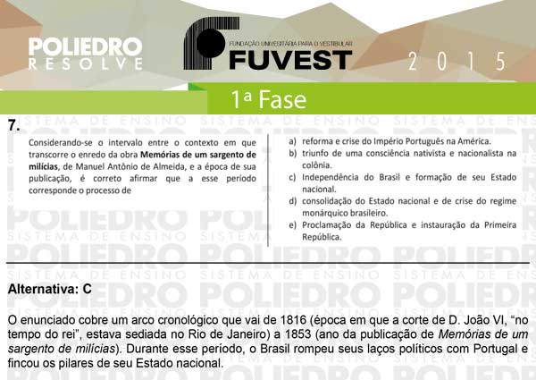 Questão 7 - 1ª Fase - FUVEST 2015