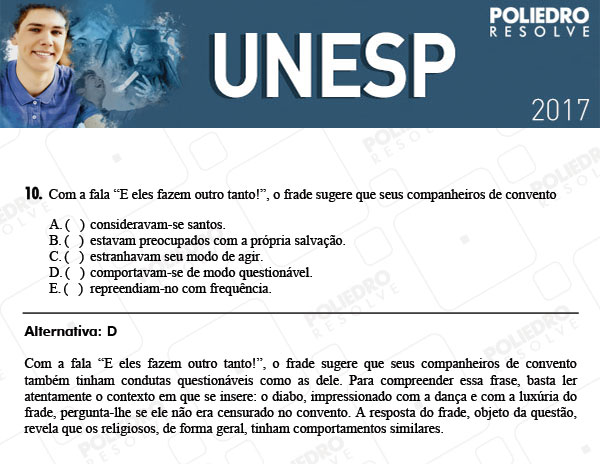 Questão 10 - 1ª Fase - UNESP 2017