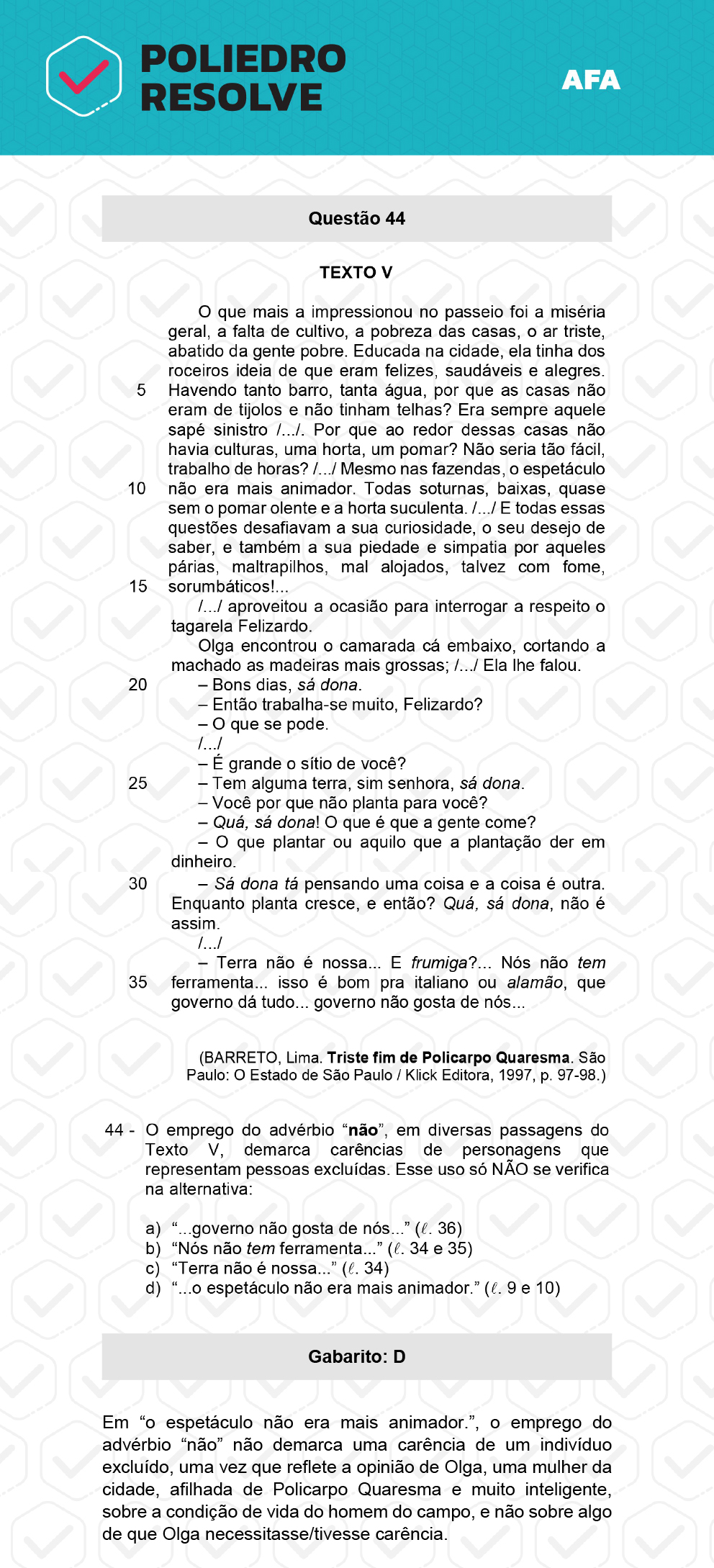 Questão 44 - Prova Modelo A - AFA 2023