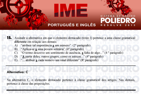 Questão 15 - Português e Inglês - IME 2013