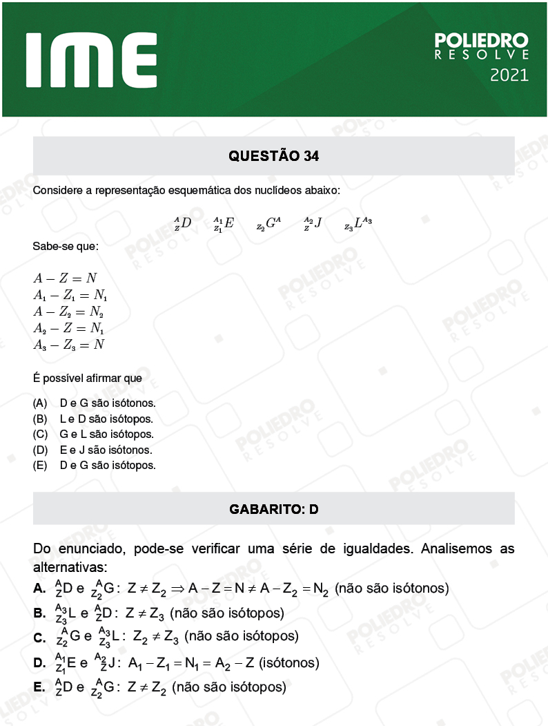 Questão 34 - 1ª FASE - IME 2021