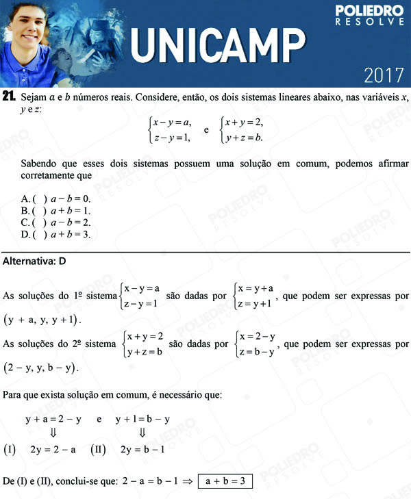 Questão 21 - 1ª Fase - UNICAMP 2017