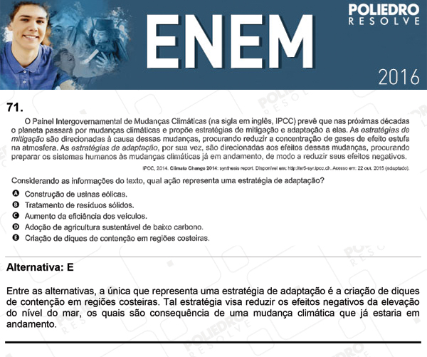 Questão 71 - 1º Dia (PROVA ROSA) - ENEM 2016