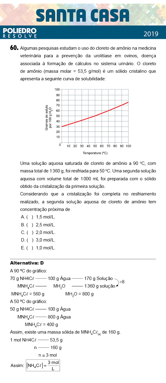 Questão 60 - 2º Dia - Objetivas - SANTA CASA 2019