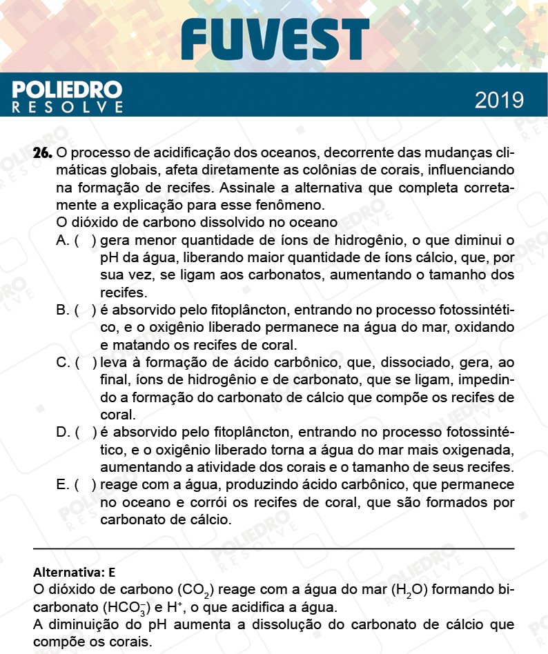 Questão 26 - 1ª Fase - Prova X - FUVEST 2019