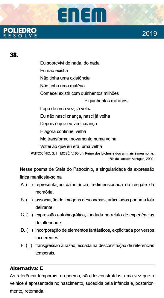 Questão 38 - 1º Dia - Prova BRANCA - ENEM 2018