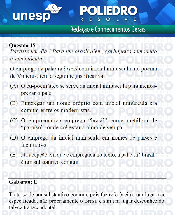 Questão 15 - 1ª Fase - UNESP 2012