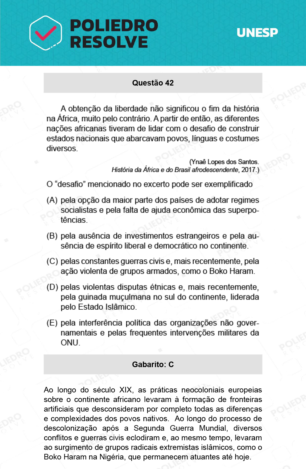 Questão 42 - 1ª Fase - Ext / Hum - UNESP 2022