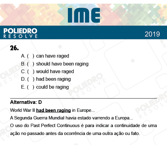 Questão 26 - 2ª Fase - Português/Inglês - IME 2019