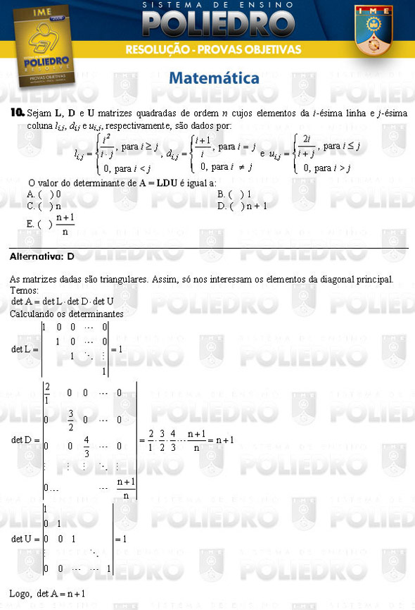 Questão 10 - Objetivas - IME 2008