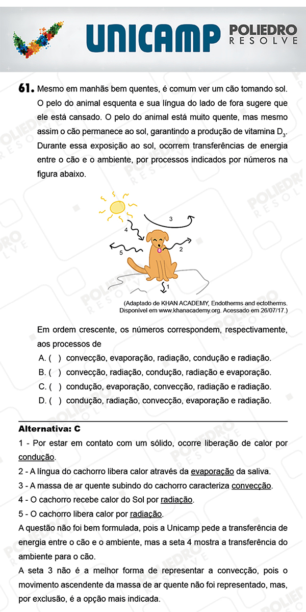 Questão 61 - 1ª Fase - PROVA Q - UNICAMP 2018