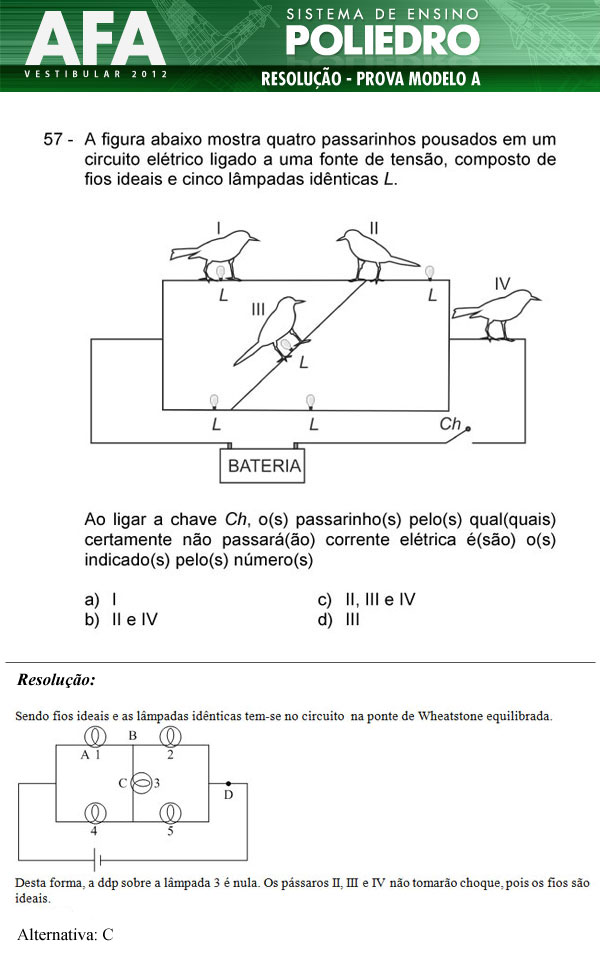 Questão 57 - Prova Modelo A - AFA 2012