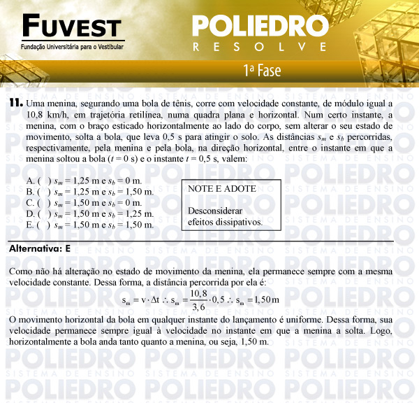 Questão 11 - 1ª Fase - FUVEST 2011