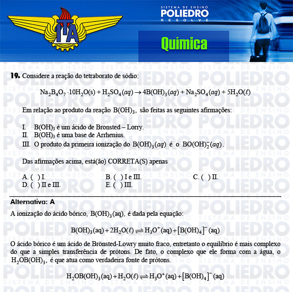 Questão 19 - Química - ITA 2014