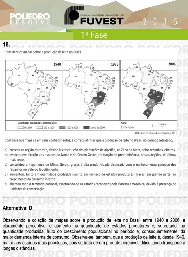 Questão 18 - 1ª Fase - FUVEST 2015