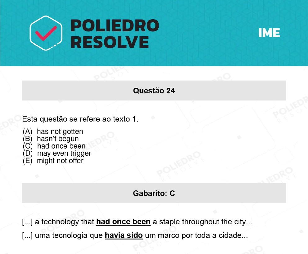 Questão 24 - 2ª Fase - Português/Inglês - IME 2022